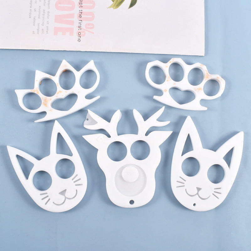 DIY Cat Head Silicone Molds Self Defense Keychain Mold Pendant Resin Epoxy Craft Mold Decoration silikon form for epoxy resin