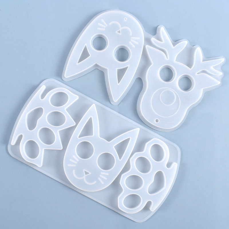 DIY Cat Head Silicone Molds Self Defense Keychain Mold Pendant Resin Epoxy Craft Mold Decoration silikon form for epoxy resin