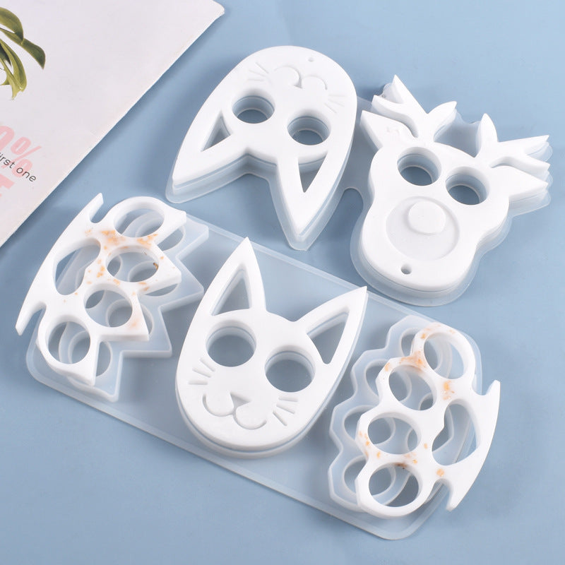 DIY Cat Head Silicone Molds Self Defense Keychain Mold Pendant Resin Epoxy Craft Mold Decoration silikon form for epoxy resin